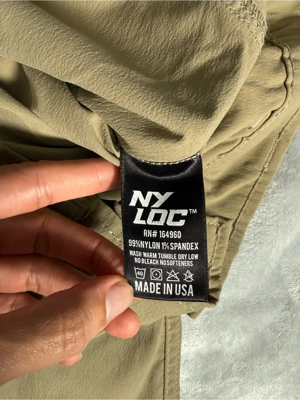 Origin Nyloc Pants Mens 36R (Fits 36x29) Stretch Hiking Made In USA Brown